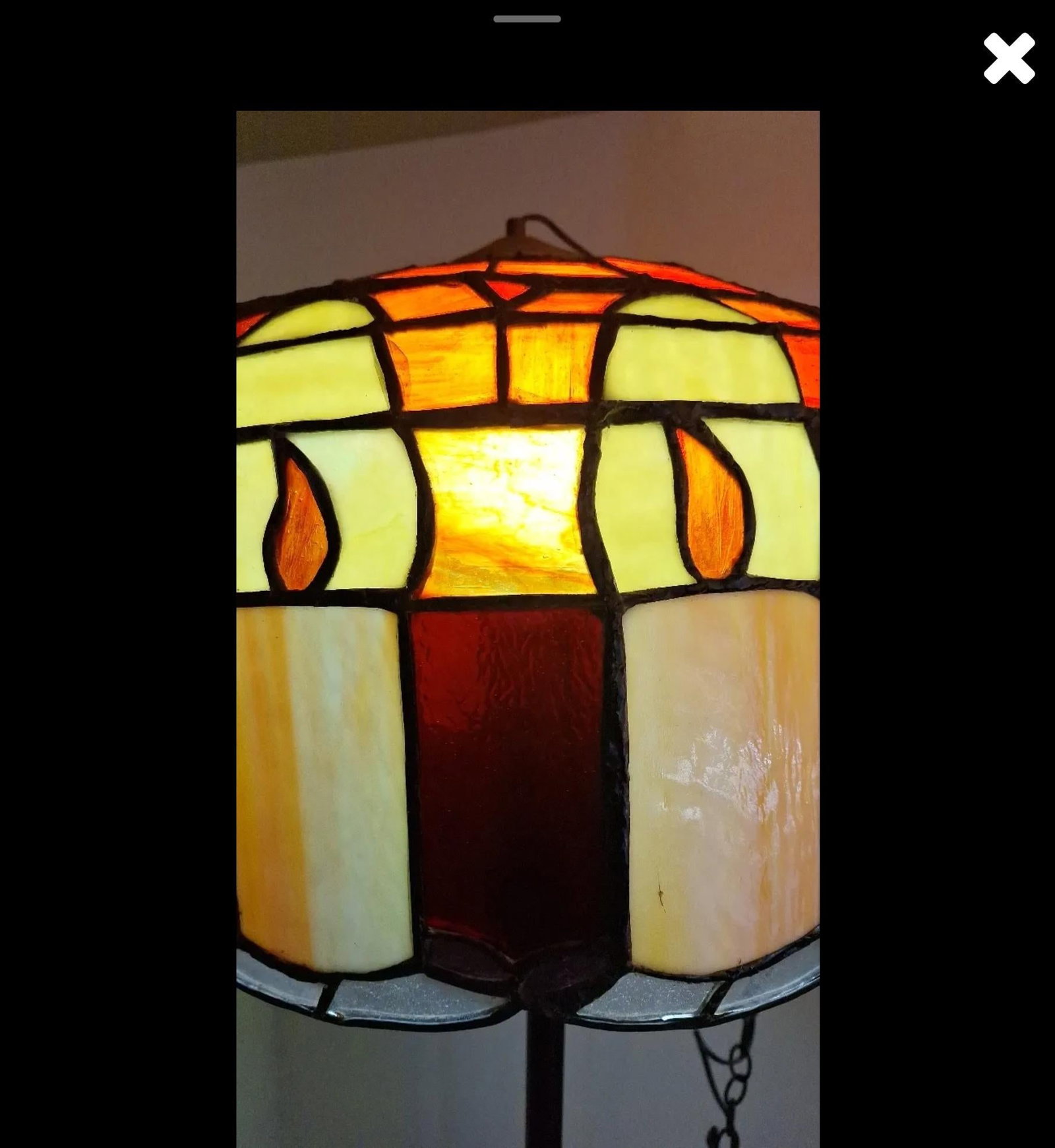 Vintage 1970s Mission Style Leaded Stained Glass Swag Pendant Lamp - 2