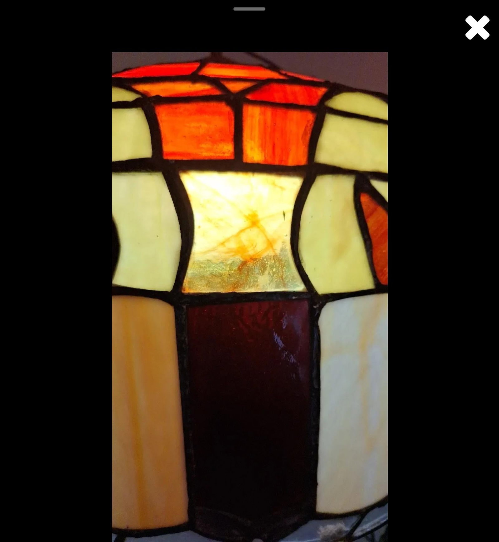 Vintage 1970s Mission Style Leaded Stained Glass Swag Pendant Lamp - 4