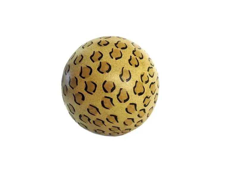 1980s Hand Painted Large Fired Clay Orbs With Leopard Print - a Pair - 5