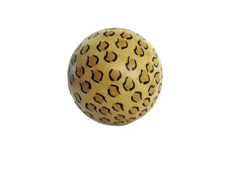 1980s Hand Painted Large Fired Clay Orbs With Leopard Print - a Pair - 6