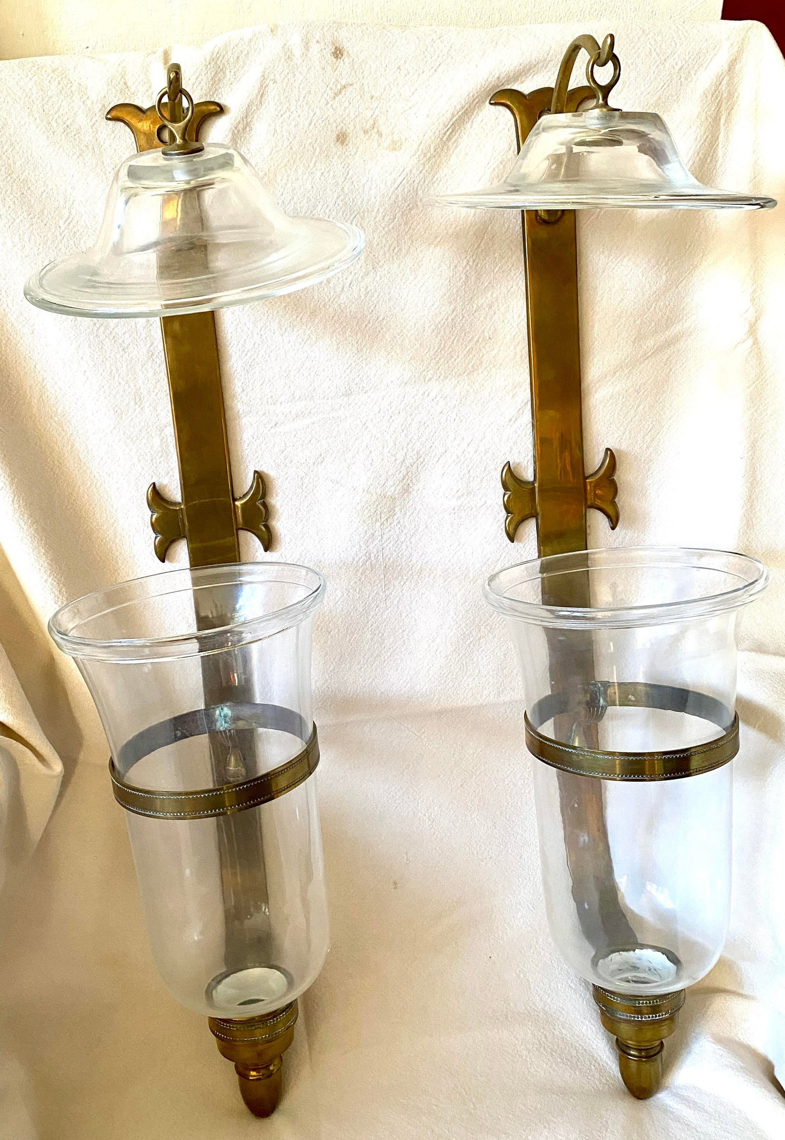 Mid 20th Century Pair Attr Lester Berry Brass Candle Wall Sconces - 2