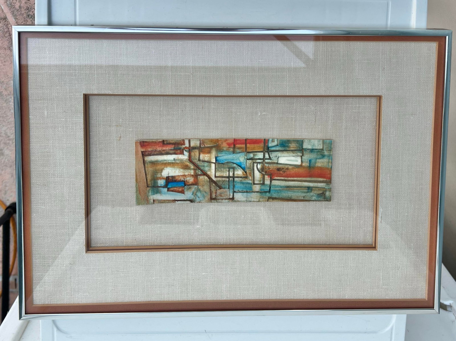 Vintage Framed Abstract Tile Framed "Bridge and Skyline " - 2