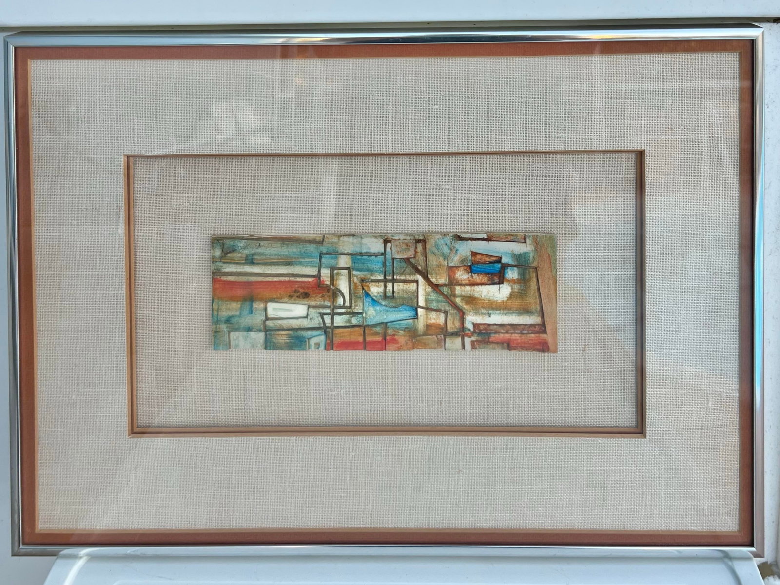 Vintage Framed Abstract Tile Framed "Bridge and Skyline " - 3