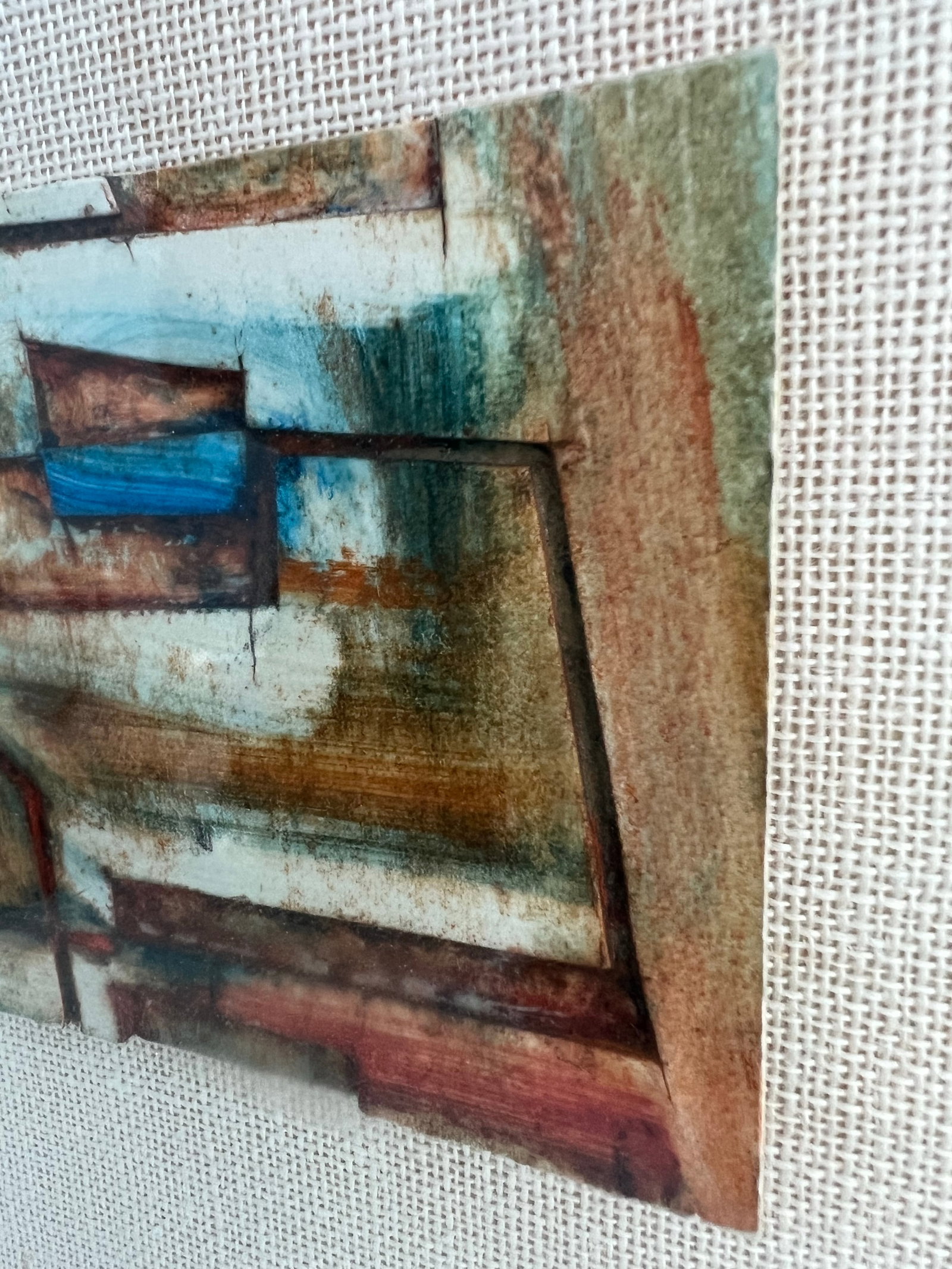 Vintage Framed Abstract Tile Framed "Bridge and Skyline " - 4