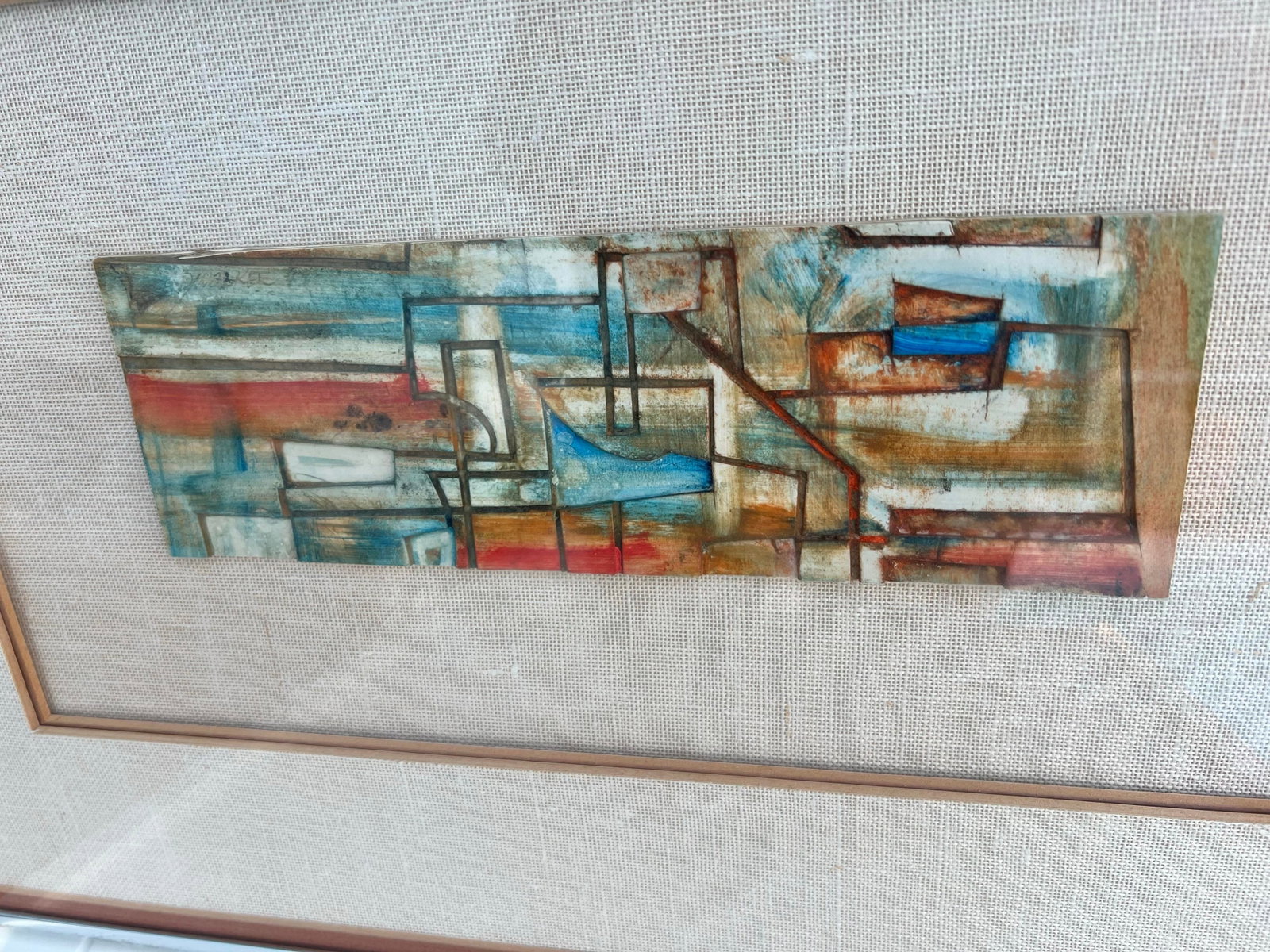 Vintage Framed Abstract Tile Framed "Bridge and Skyline " - 5