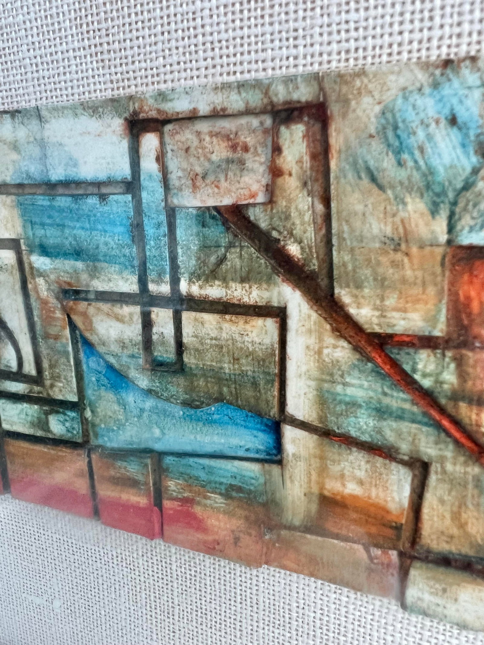 Vintage Framed Abstract Tile Framed "Bridge and Skyline " - 7