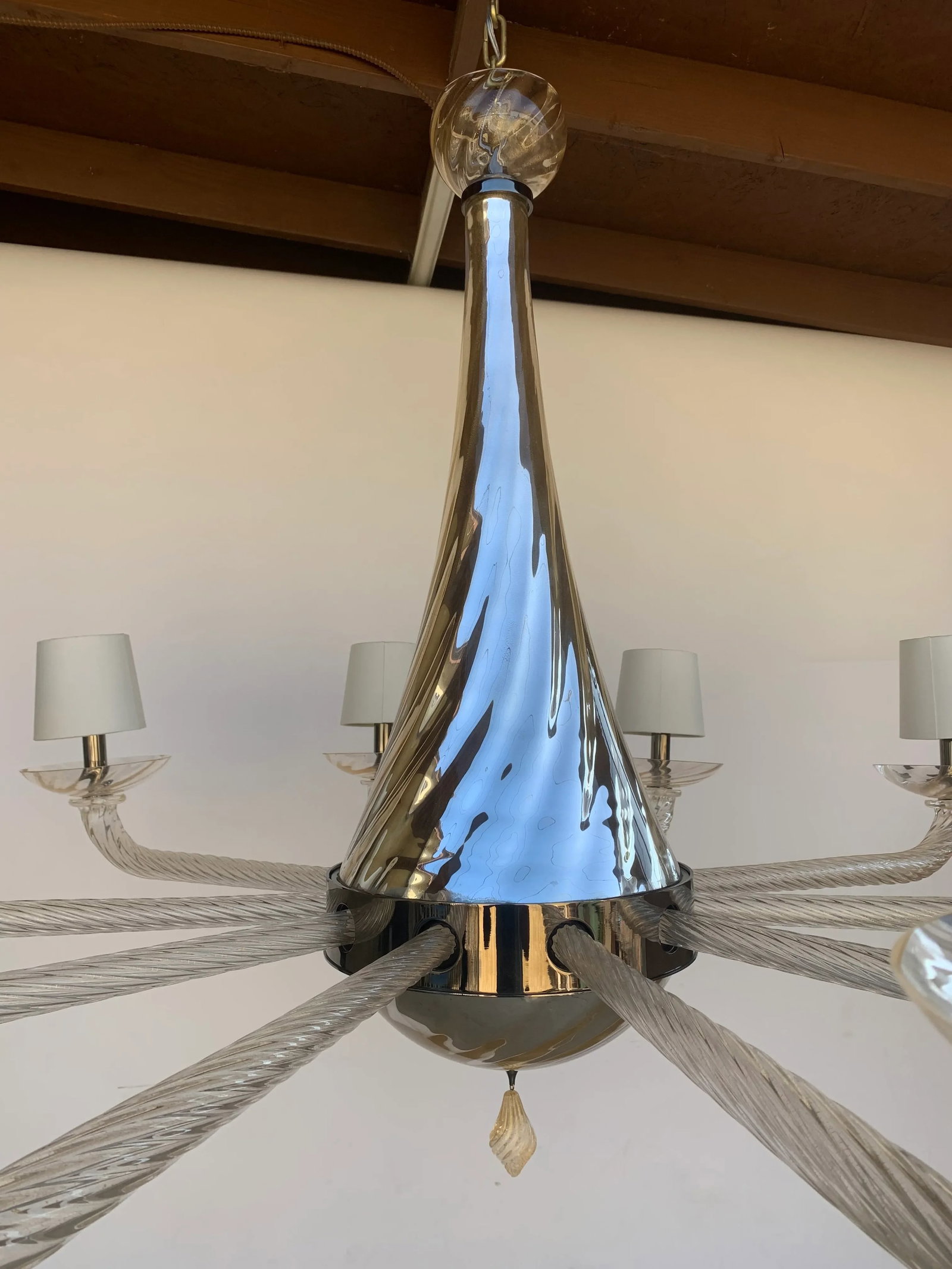 Donghia Giro Luna Grande Murano Glass Chandelier Vintage , Gold Dust - 2