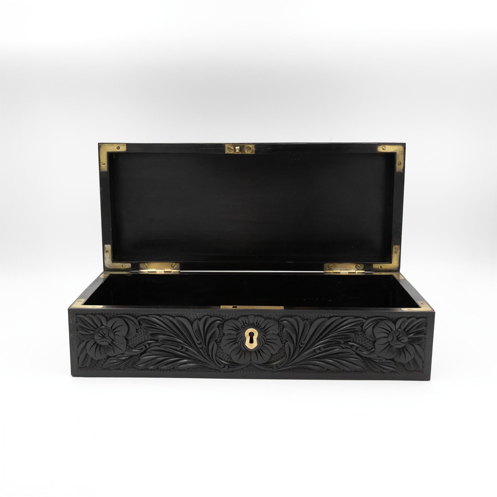 Anglo-Indian Carved Ebony Glove Box Mid-19th Century - 13
