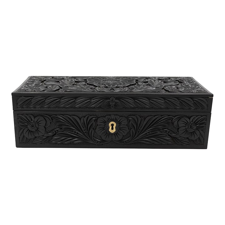 Anglo-Indian Carved Ebony Glove Box Mid-19th Century (1 of 14)
