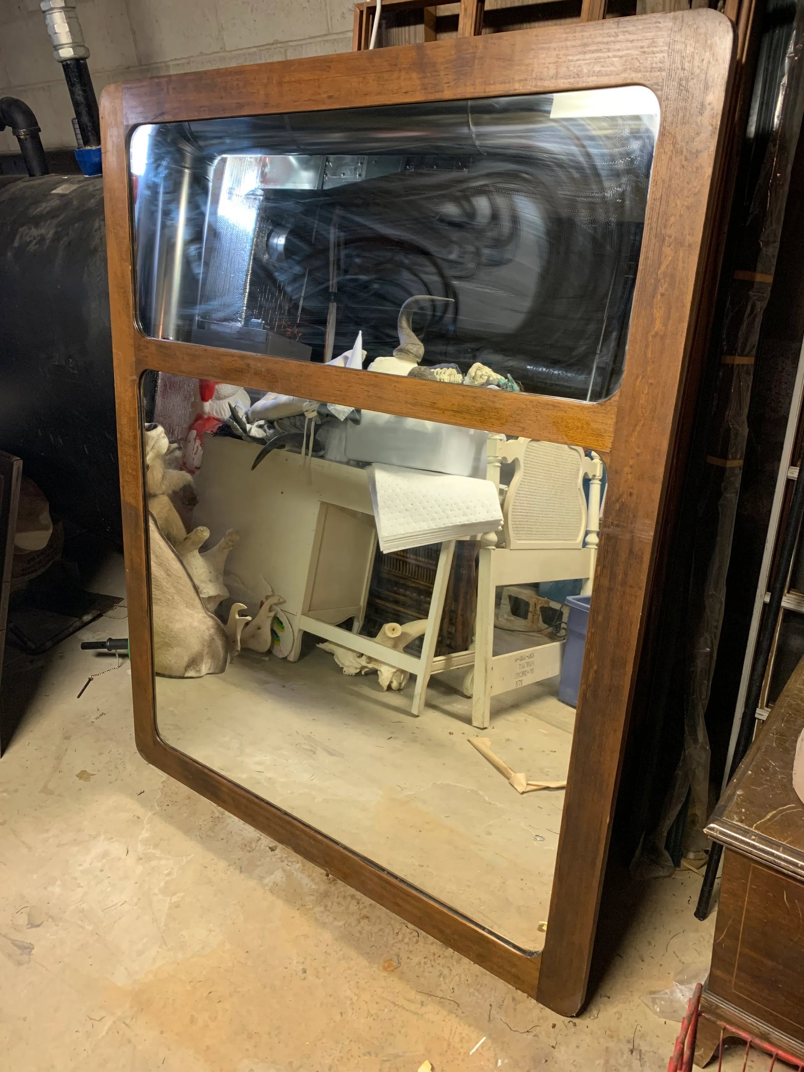 1950s Monumental Danish Modern Teak Wall Mirror - 2