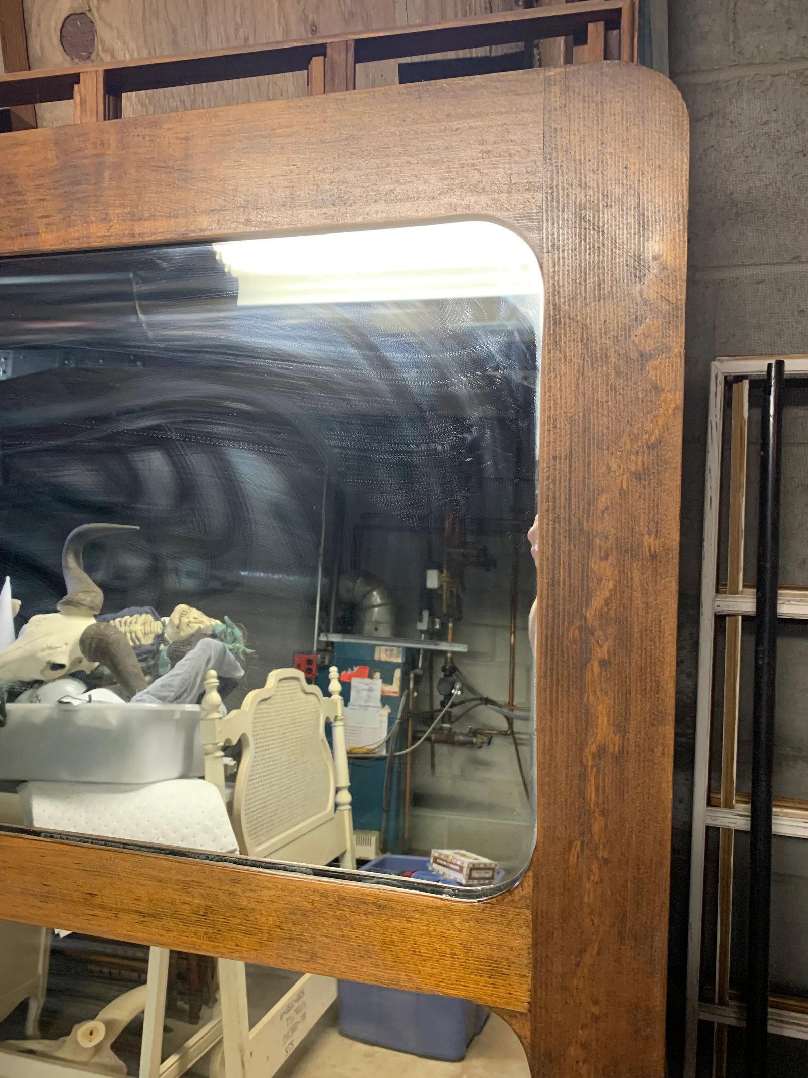 1950s Monumental Danish Modern Teak Wall Mirror - 3