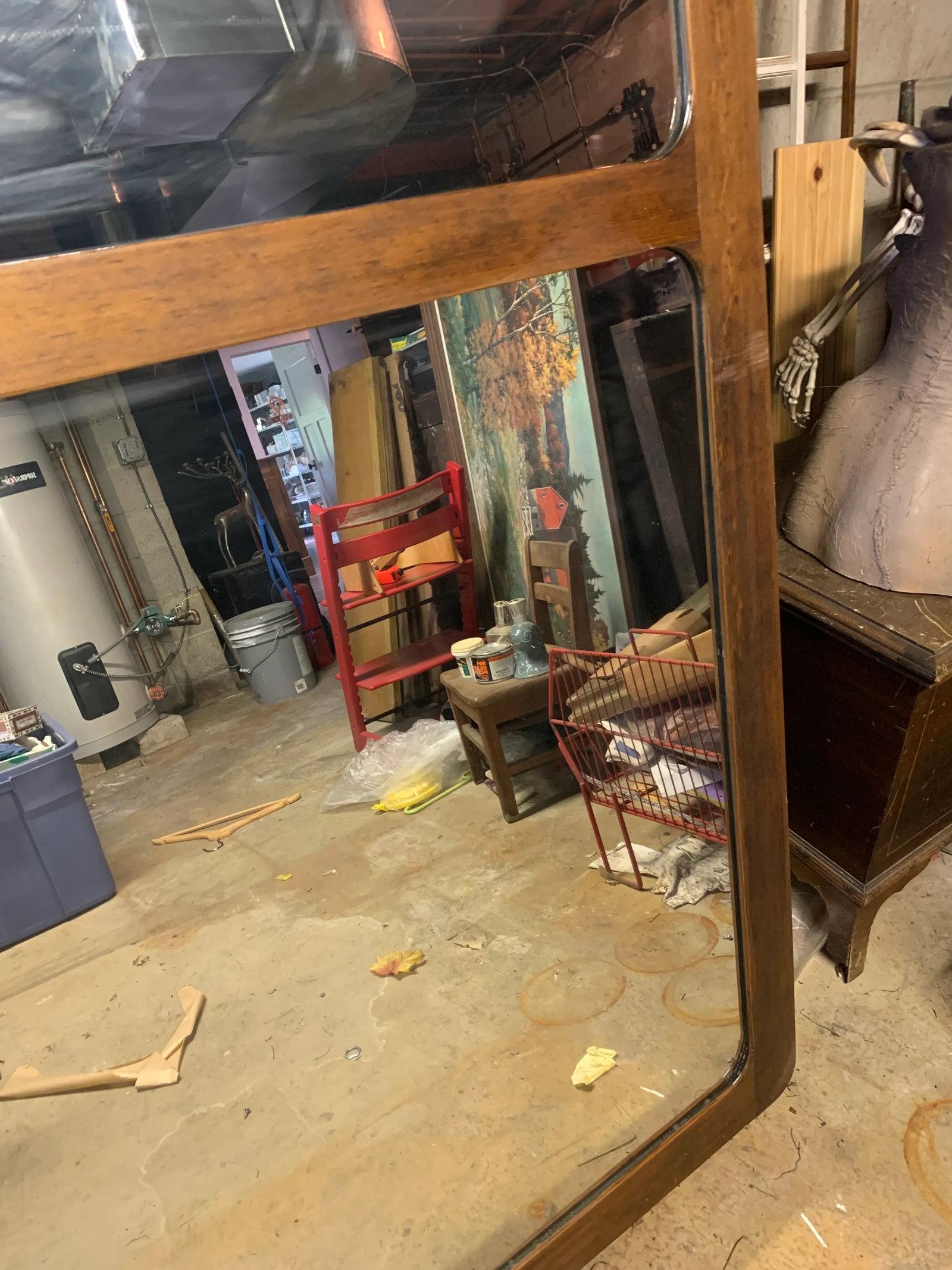 1950s Monumental Danish Modern Teak Wall Mirror - 6