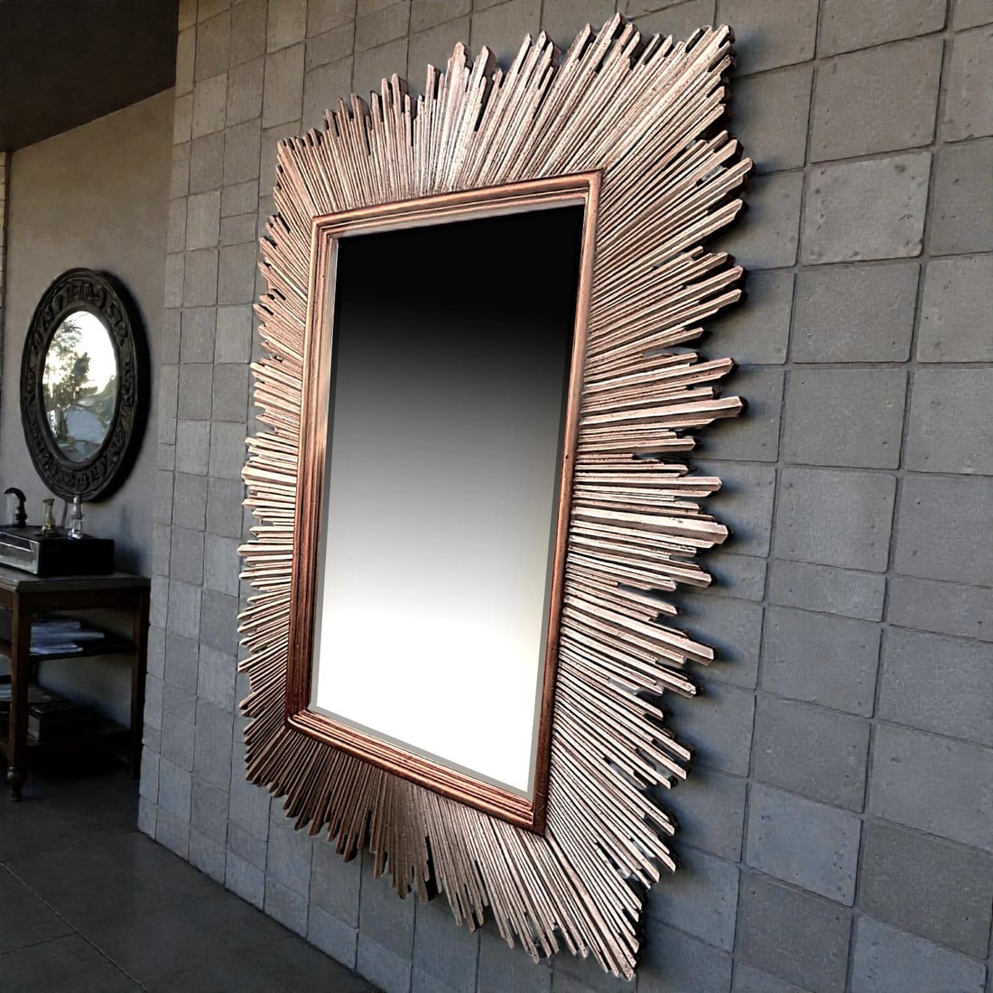 1980s Monumental Maitland-Smith Art Deco-Inspired Gilt Sunburst Mirror 88" X 69" - 12