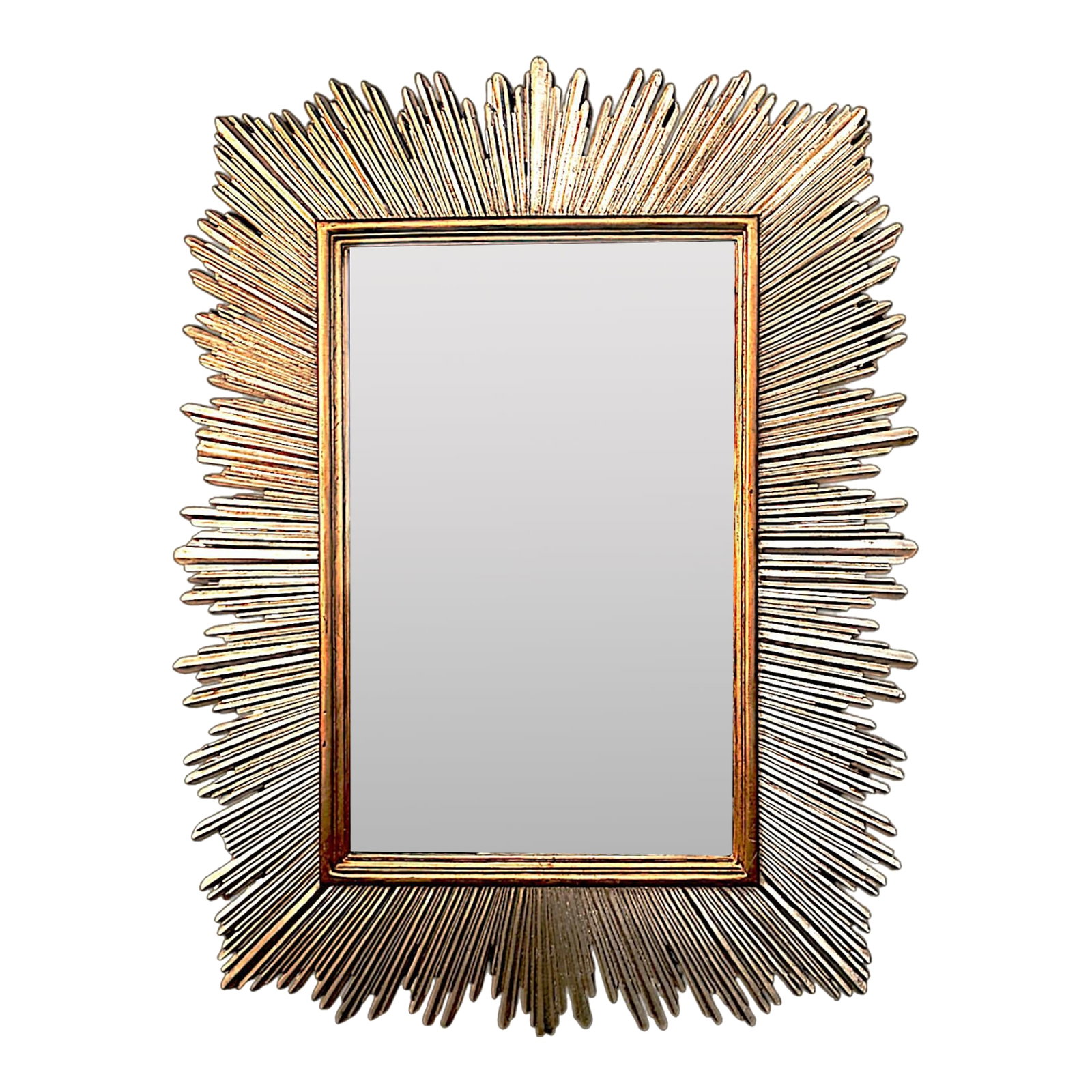 1980s Monumental Maitland-Smith Art Deco-Inspired Gilt Sunburst Mirror 88" X 69": This monumental Maitland-Smith mirror is an exceptional statement piece, distinguished by its extraordinary scale and sculptural presence. Measuring an impressive 88 inches by 69 inches, it is a rare 