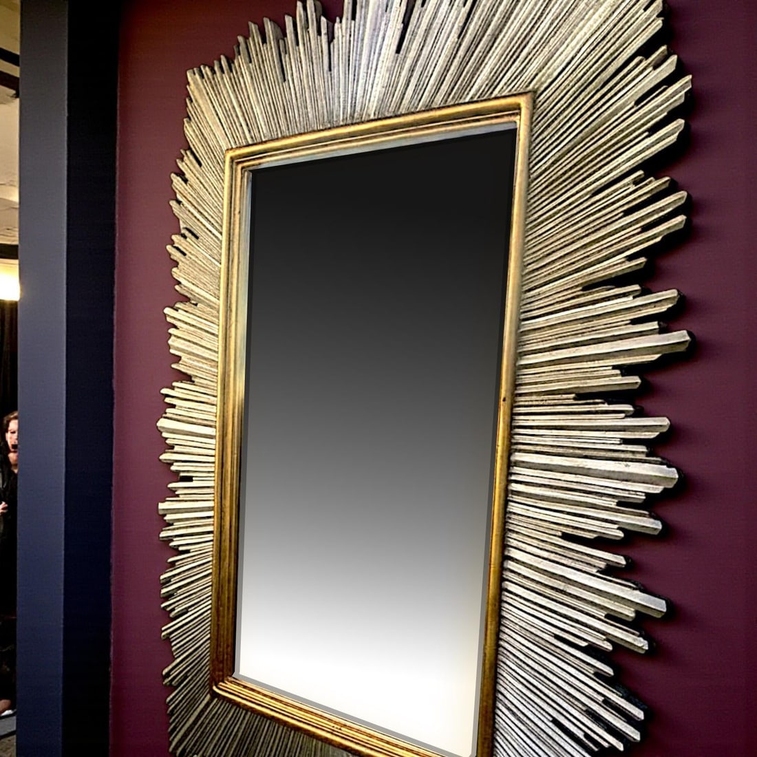 1980s Monumental Maitland-Smith Art Deco-Inspired Gilt Sunburst Mirror 88" X 69" - 6