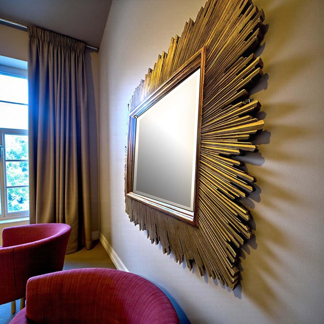 1980s Monumental Maitland-Smith Art Deco-Inspired Gilt Sunburst Mirror 88" X 69" - 8