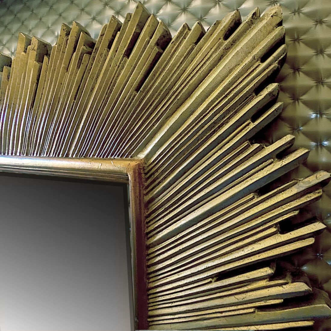 1980s Monumental Maitland-Smith Art Deco-Inspired Gilt Sunburst Mirror 88" X 69" - 9