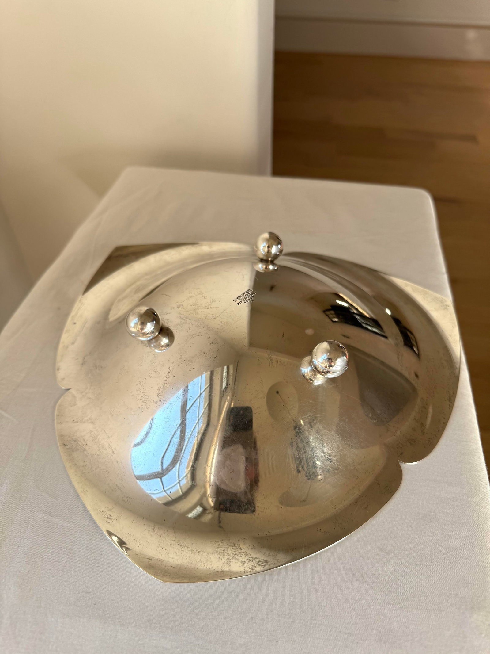 1950s Tiffany & Co. Makers Sterling Silver Platter, Petal Design, Model 23377 M - 5