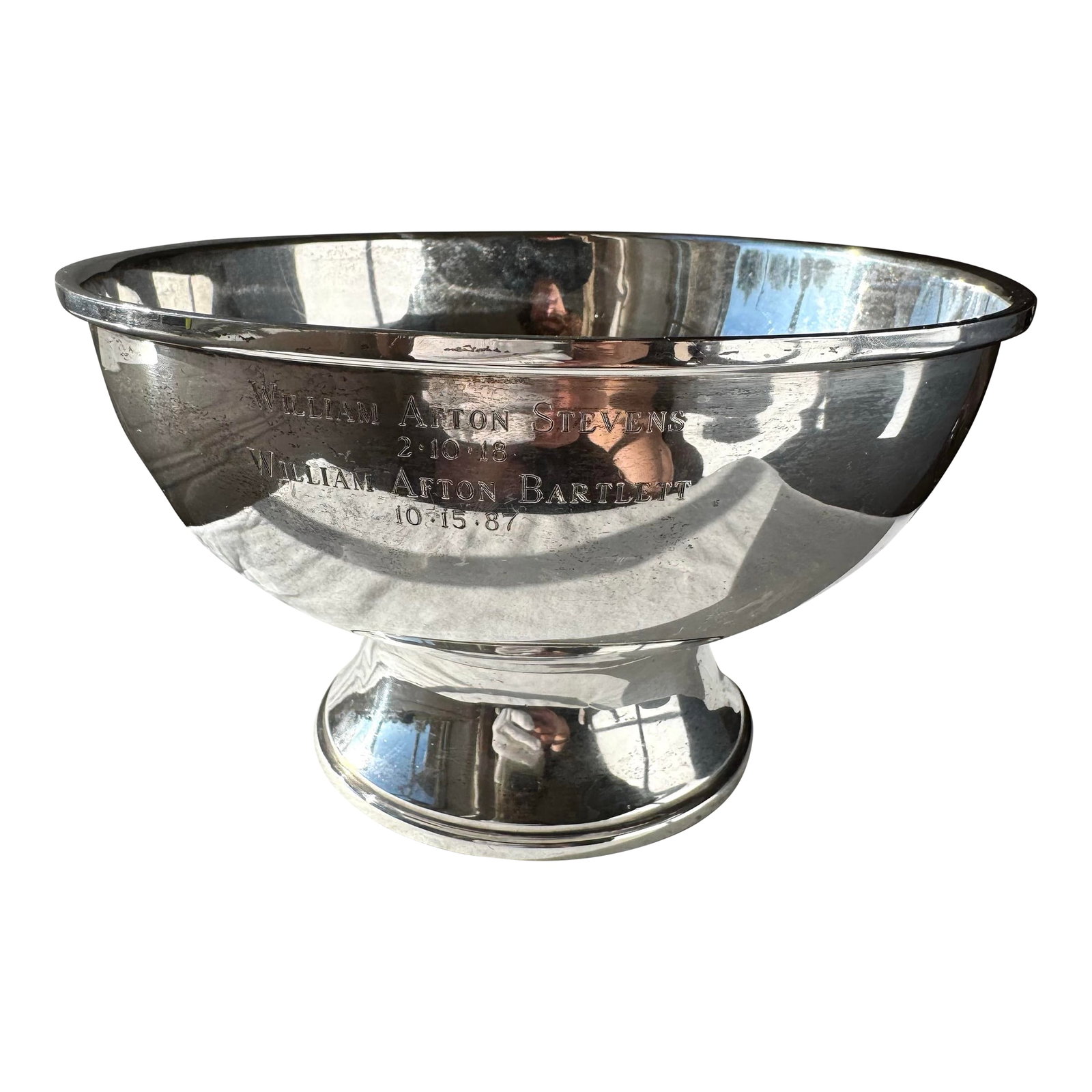 Vintage Fisher Sterling Silver Paul Revere Style Trophy Bowl - 423 G: Elegant Fisher Silversmiths "Paul Revere 1768" sterling silver reproduction bowl, pattern no. 2388, crafted in the classic Colonial Revival style inspired by the iconic 18th-century American form asso