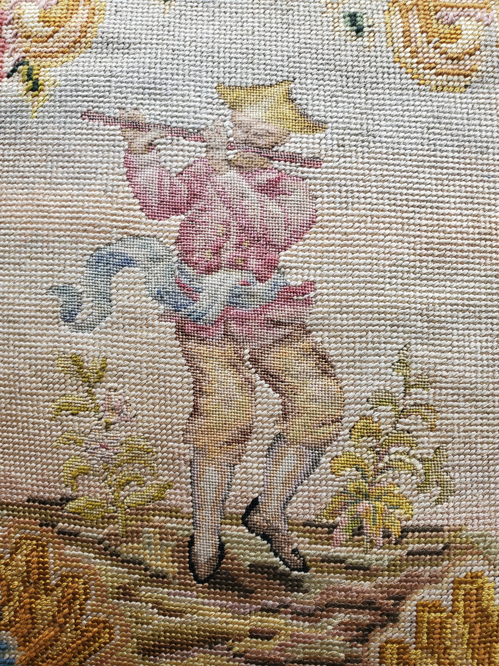 18th Century Antique French Silk Chinoiserie Floral Petit Point Pillow - 4