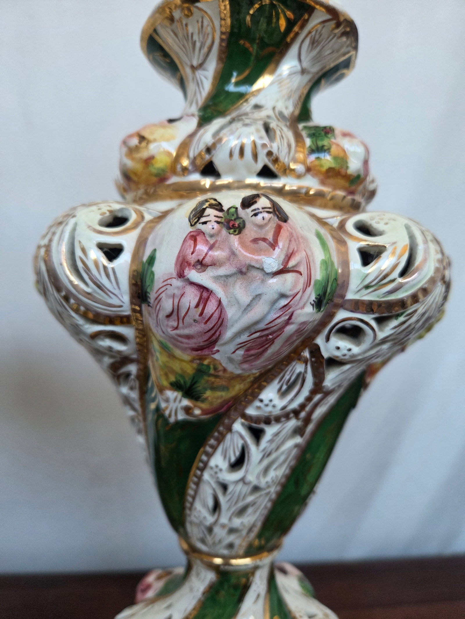 1950s Italian Capodimonte Rococo Revival Porcelain Table Lamps, Pair - 6