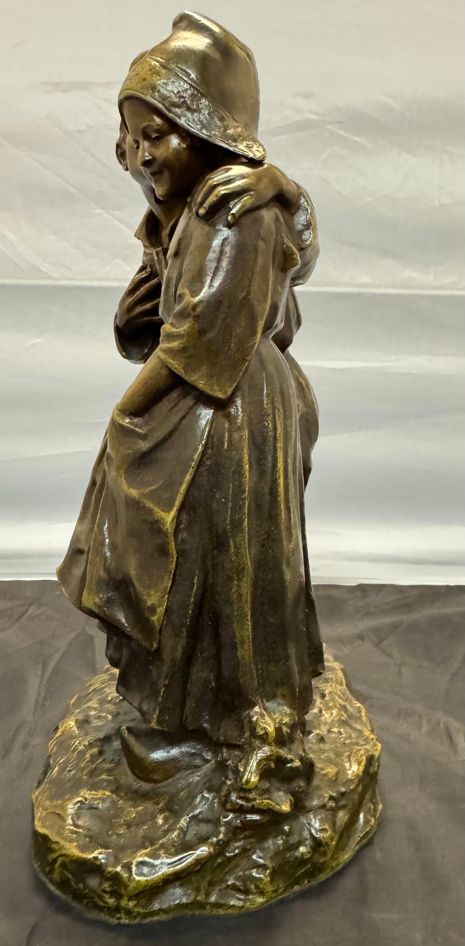 Antique 1900s Joseph D'Aste Bronze Dutch Boy & Girl Couple D'enfants Hollandais - 4