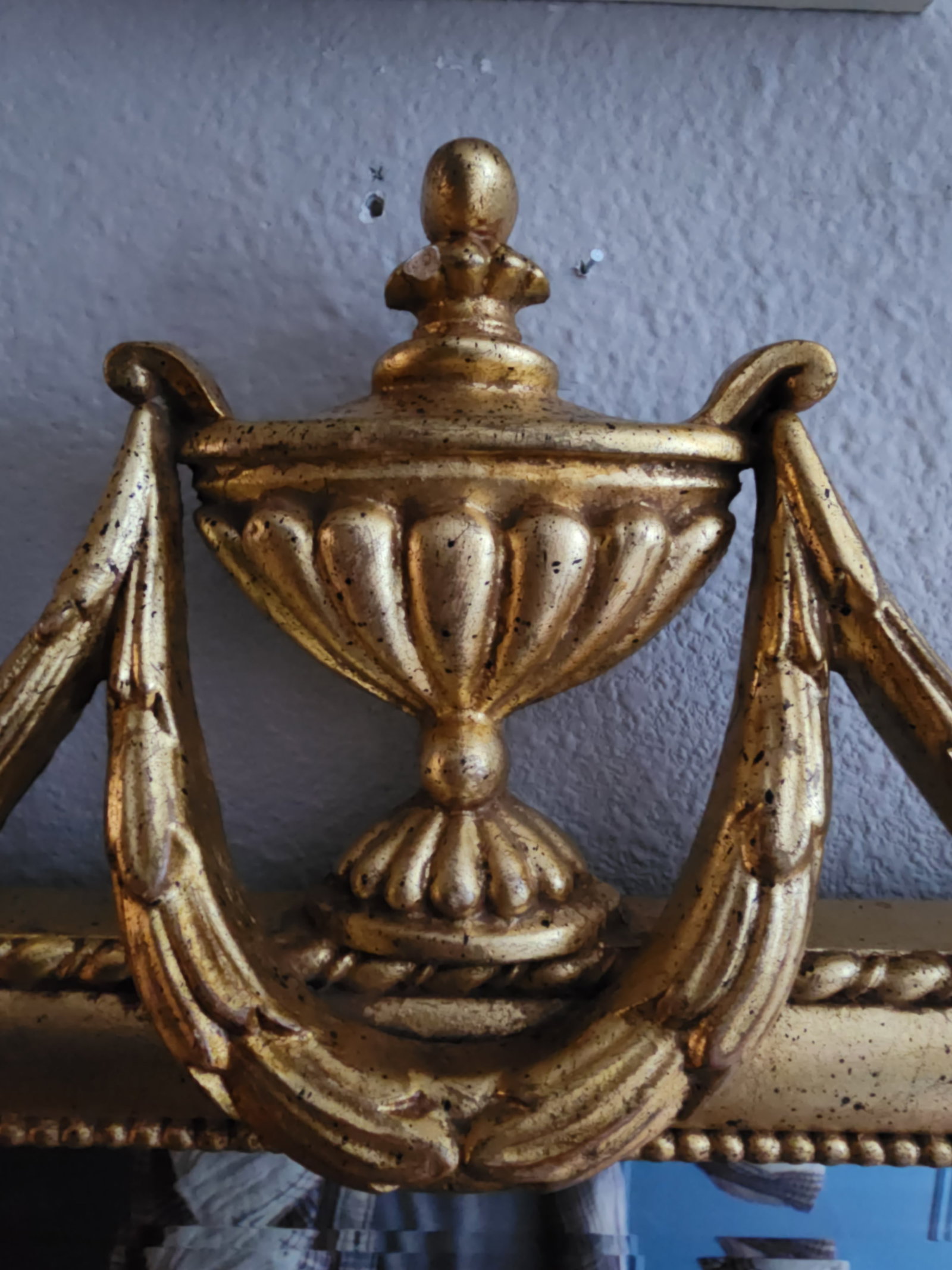 Grand Scale: Vintage Ethan Allen Federal Style Gilt Triptych Mantel Mirror - 5