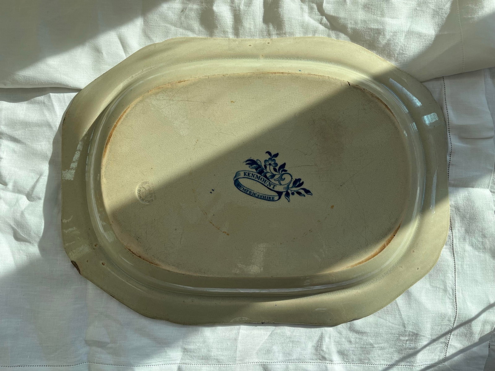 Incredibly Rare Antique 19th Century Blue & White Enoch Wood Transfer-Printed Landscape Platter "Ken - 11