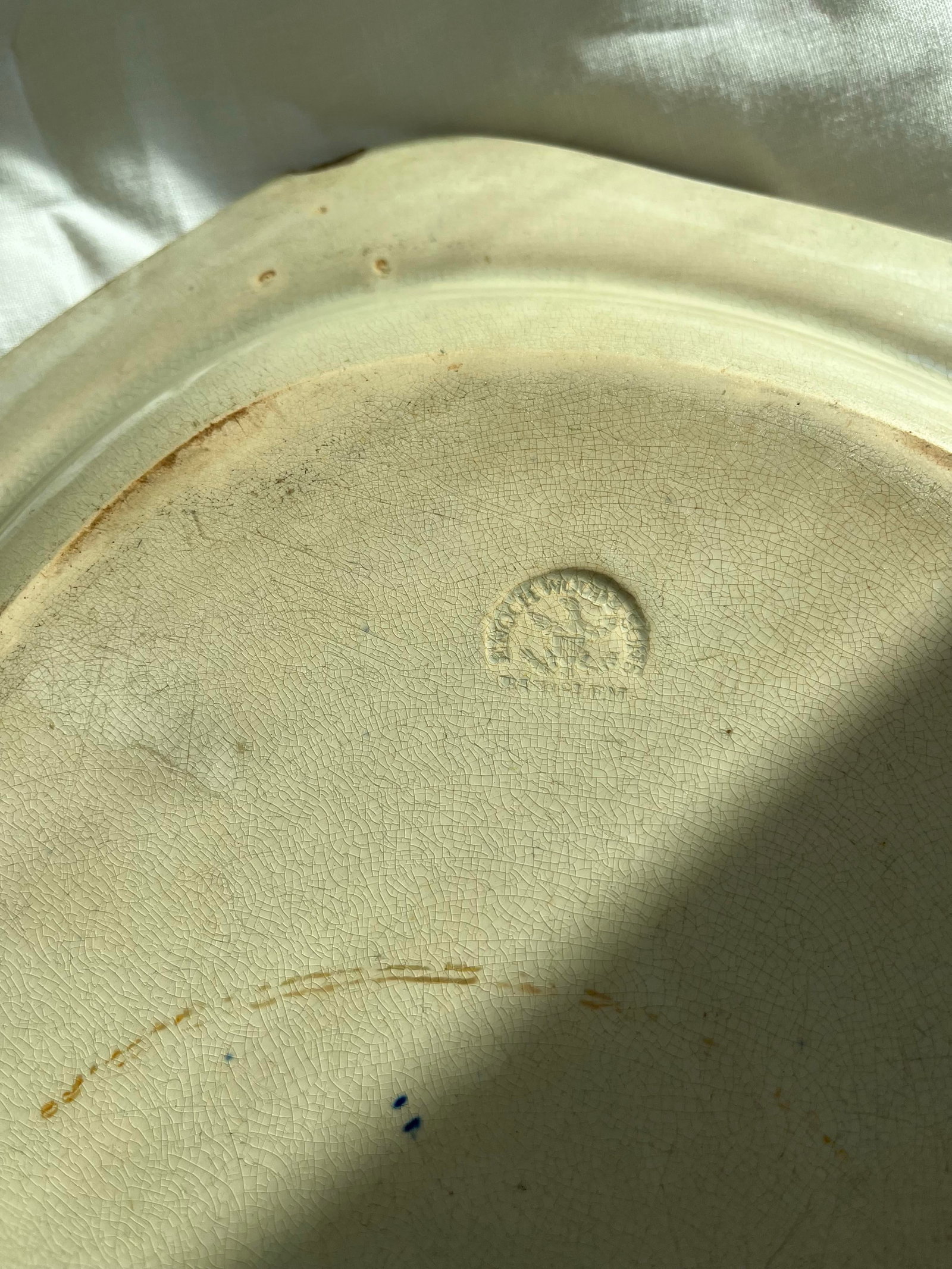 Incredibly Rare Antique 19th Century Blue & White Enoch Wood Transfer-Printed Landscape Platter "Ken - 12