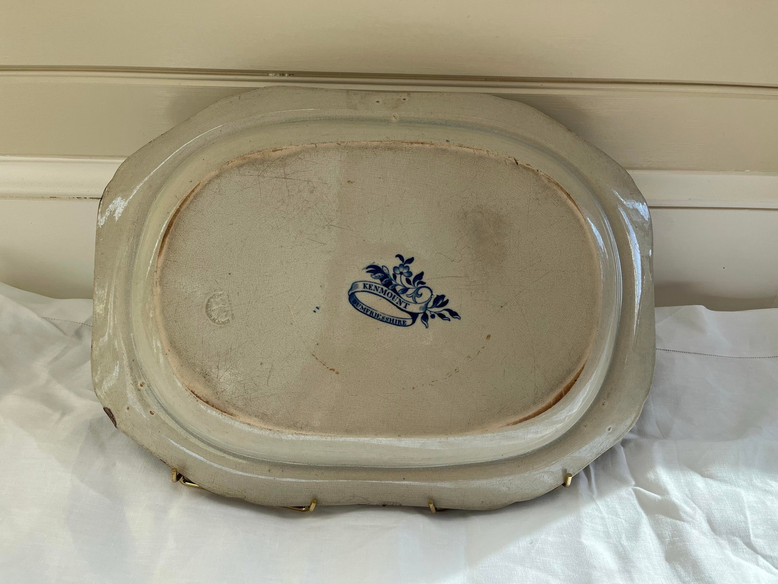 Incredibly Rare Antique 19th Century Blue & White Enoch Wood Transfer-Printed Landscape Platter "Ken - 6