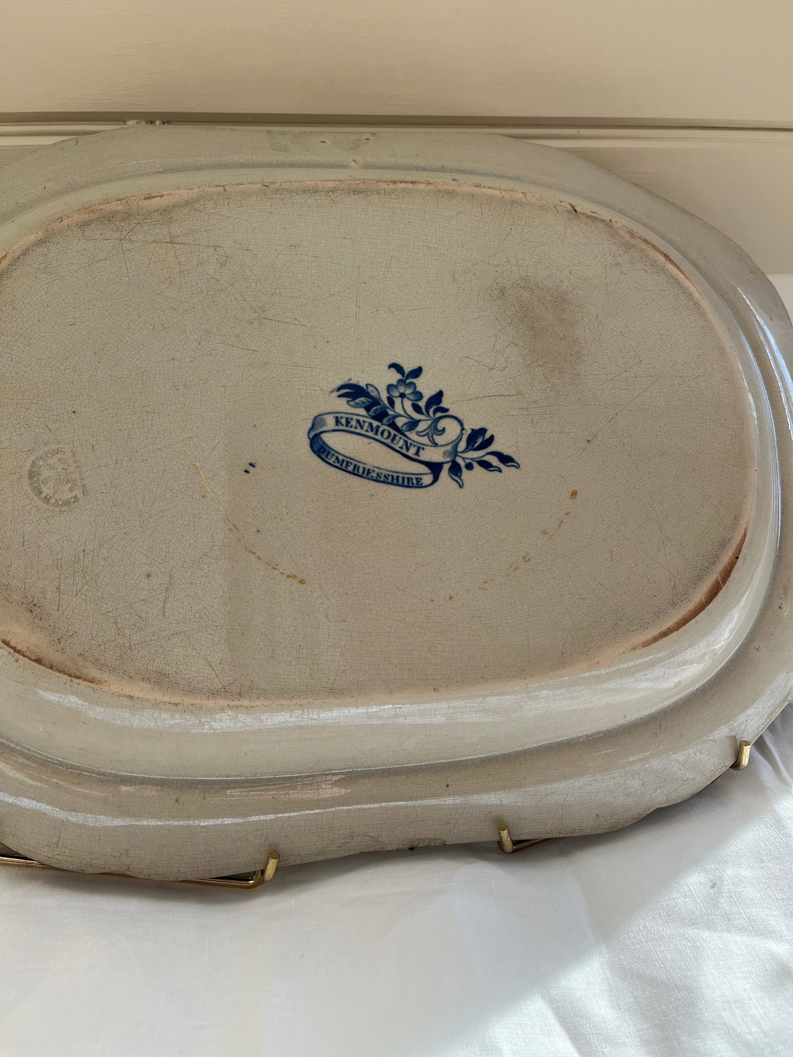 Incredibly Rare Antique 19th Century Blue & White Enoch Wood Transfer-Printed Landscape Platter "Ken - 7