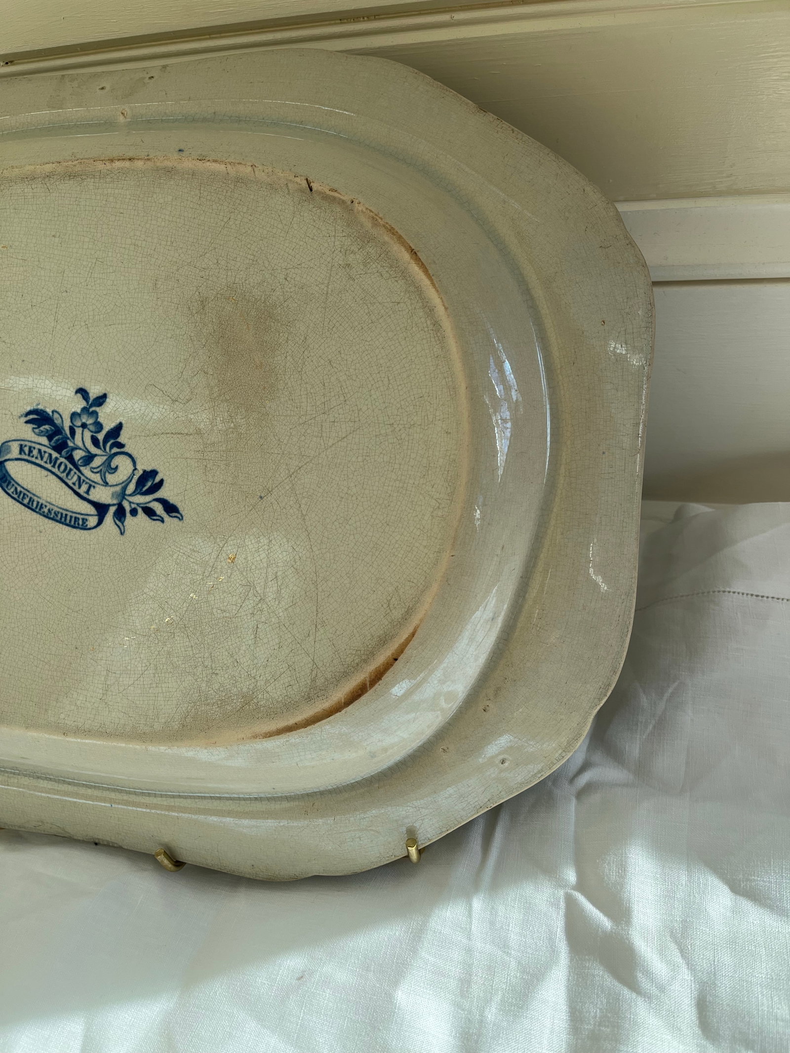 Incredibly Rare Antique 19th Century Blue & White Enoch Wood Transfer-Printed Landscape Platter "Ken - 9