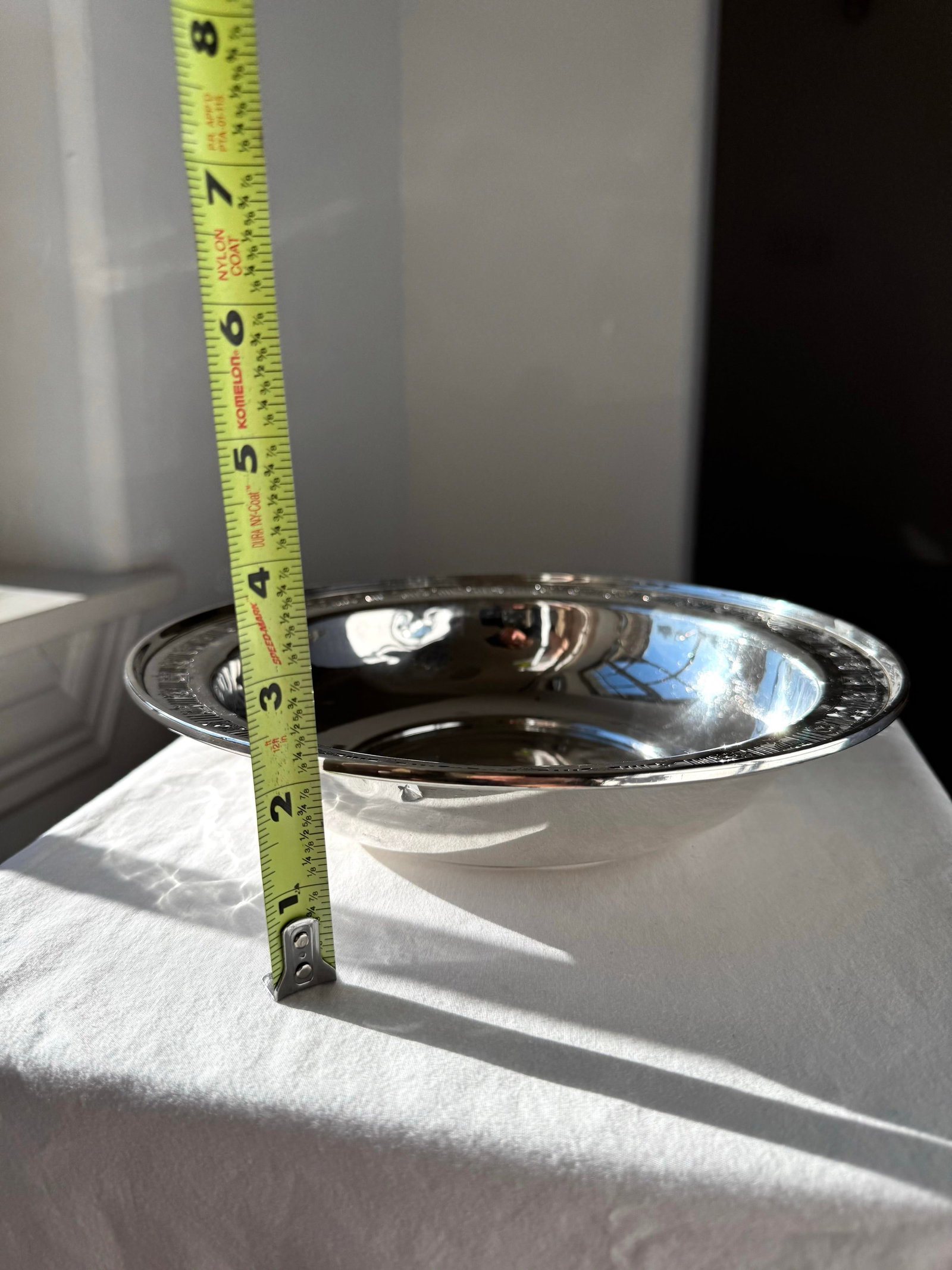 Antique .925 Sterling Silver Oval Serving Bowl - Pierced Gallery Rim, Crown & Fleur-De-Lis Motif - 9
