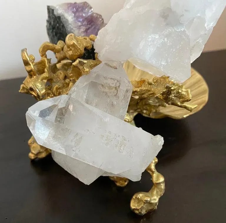 Claude Victor Boeltz Golden Crystal French 1970s Table Sculpture - 10