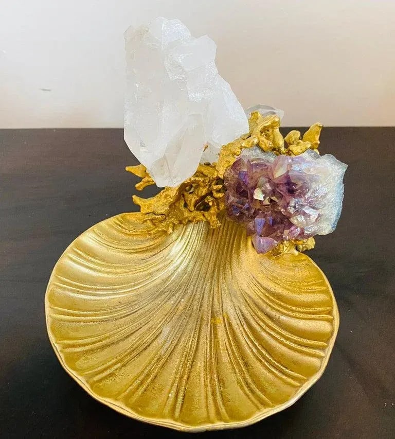 Claude Victor Boeltz Golden Crystal French 1970s Table Sculpture - 11