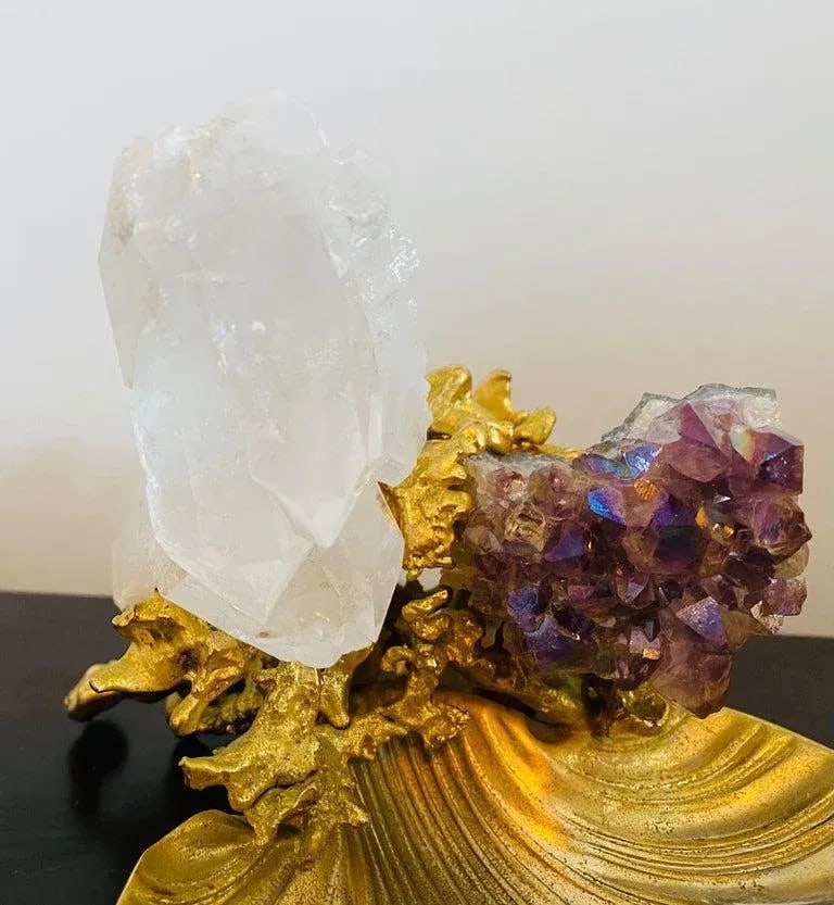 Claude Victor Boeltz Golden Crystal French 1970s Table Sculpture - 2