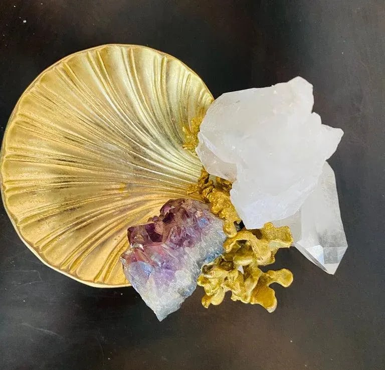 Claude Victor Boeltz Golden Crystal French 1970s Table Sculpture - 3