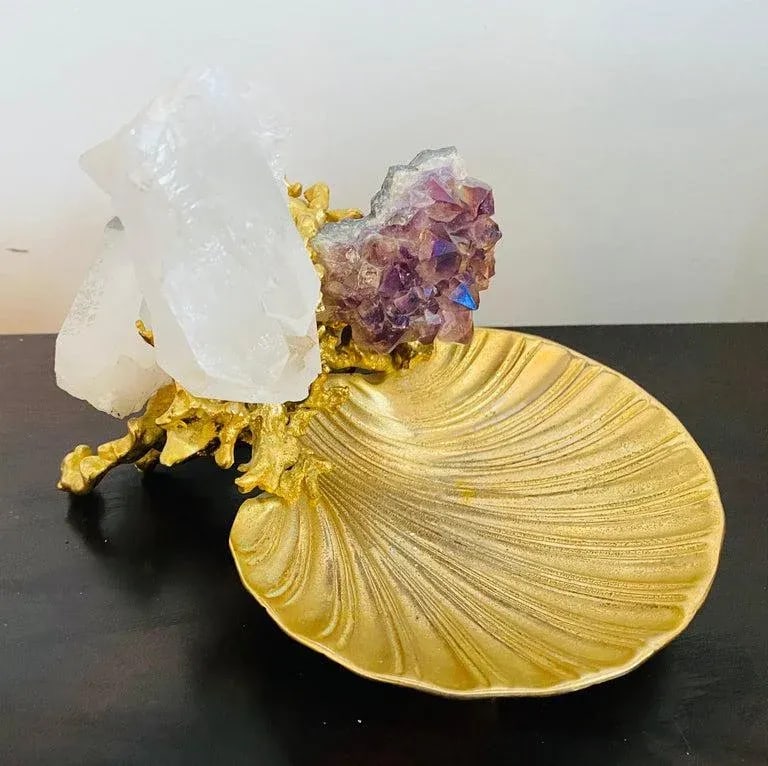 Claude Victor Boeltz Golden Crystal French 1970s Table Sculpture - 4