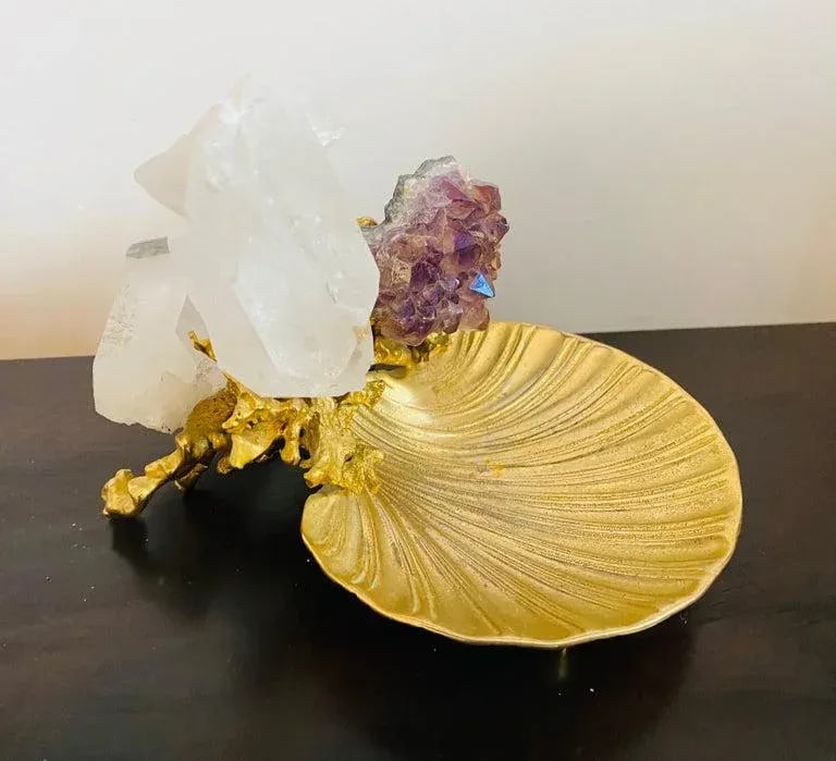 Claude Victor Boeltz Golden Crystal French 1970s Table Sculpture - 5