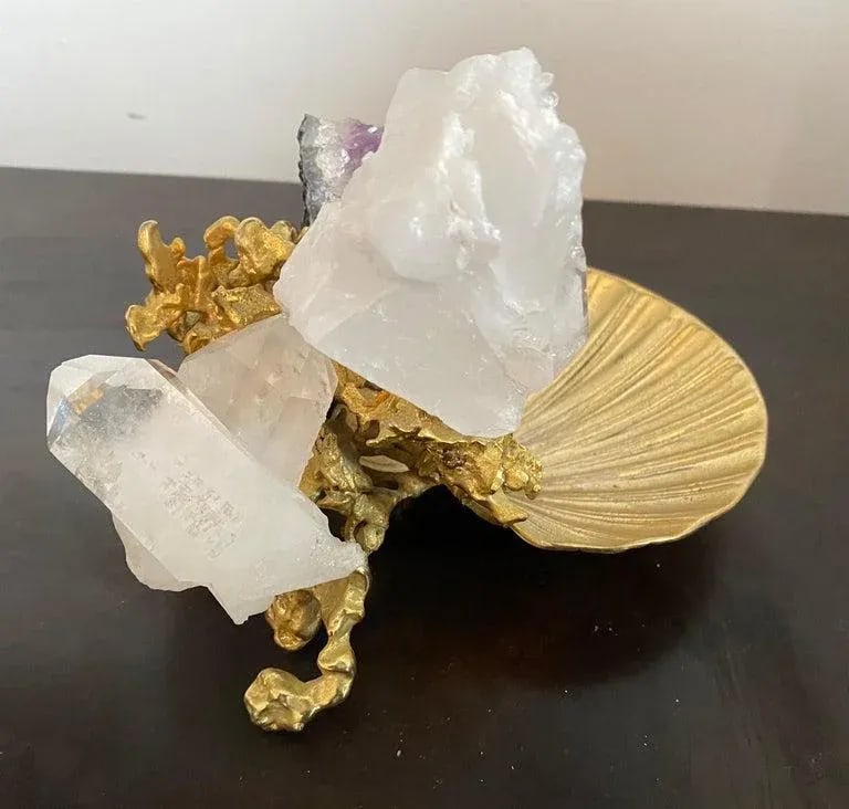 Claude Victor Boeltz Golden Crystal French 1970s Table Sculpture - 8