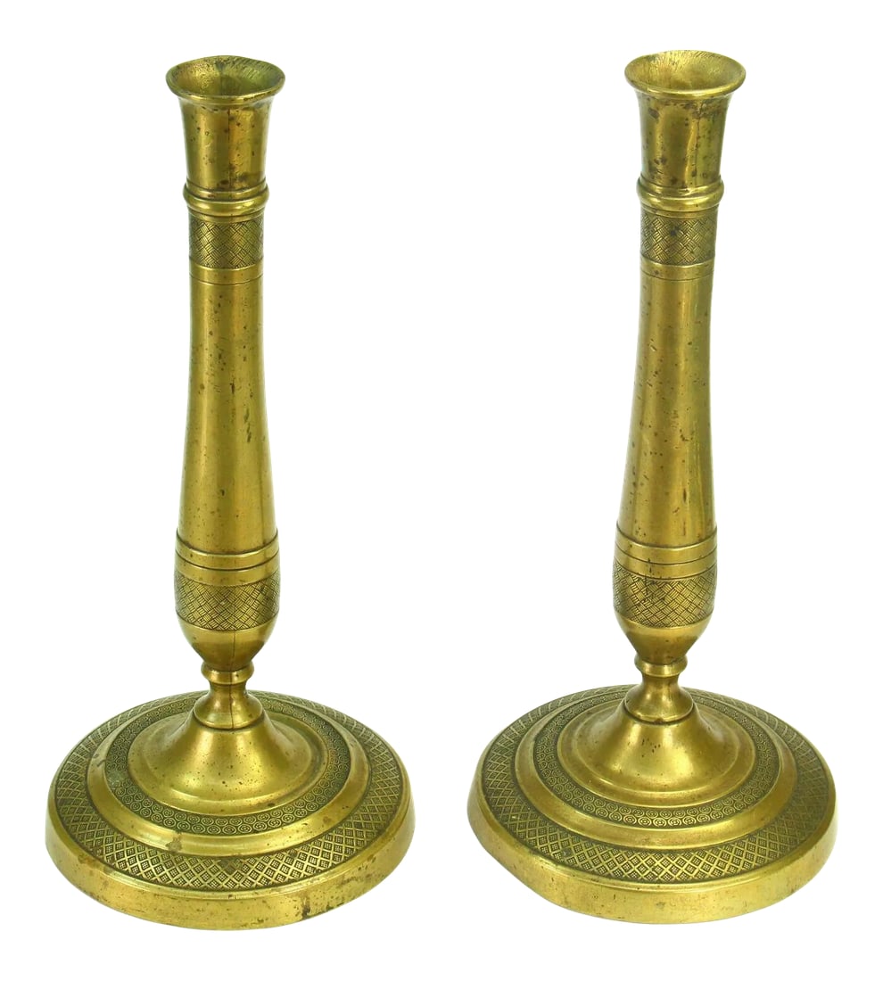 1810 First Empire French Brass Candle Holders - a Pair (1 of 10)