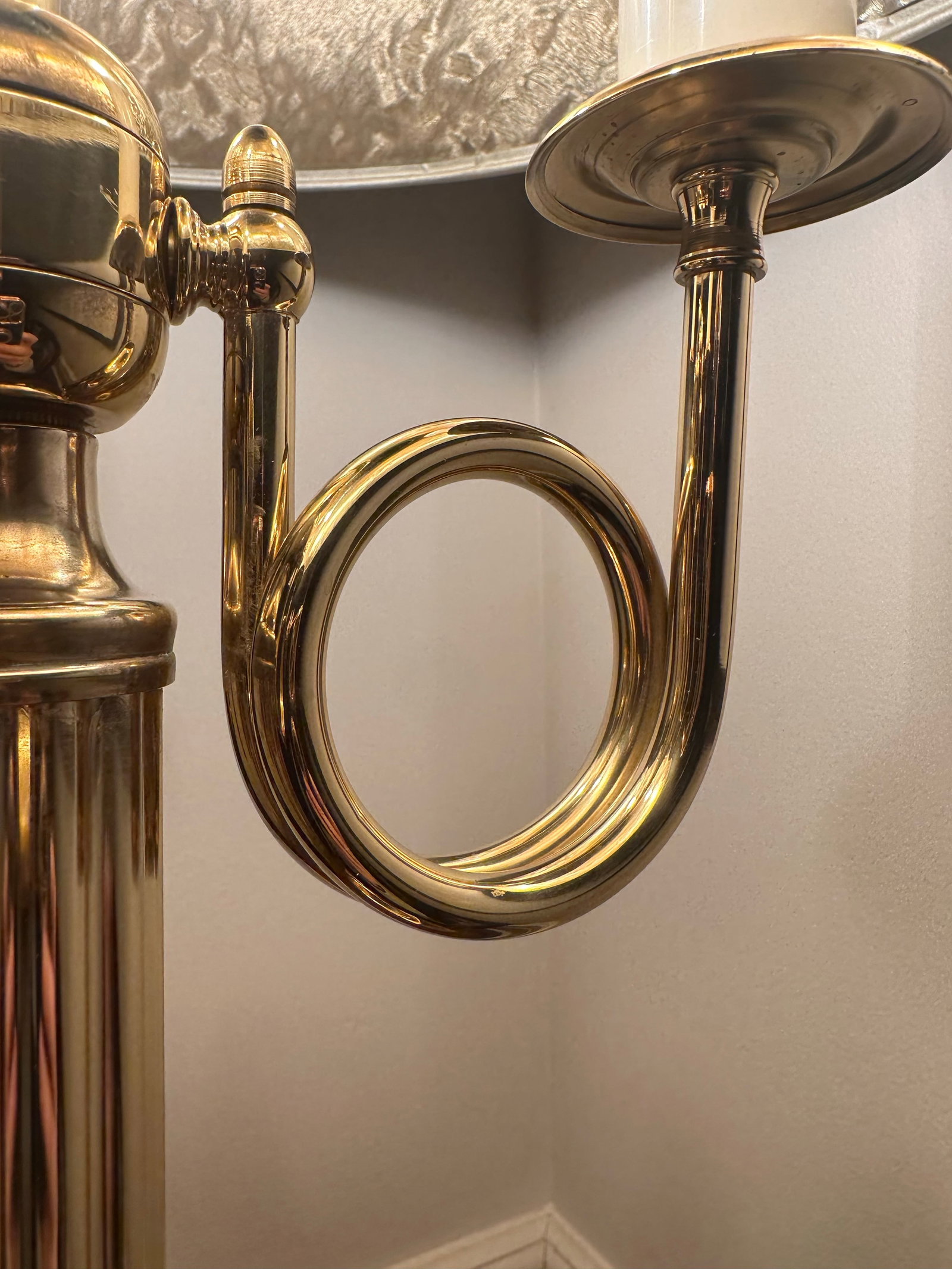 Mid 20th Century Brass Corinthian Column Bouillotte Lamp - 6