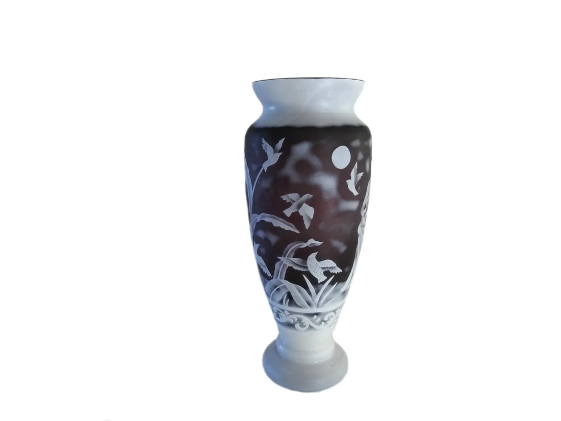 Antique John Northwood Cameo Leda and the Swan Glass Vase - 2
