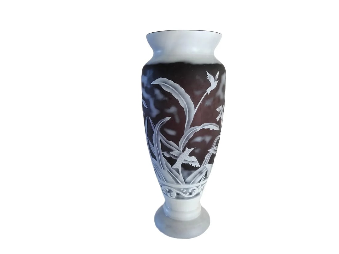Antique John Northwood Cameo Leda and the Swan Glass Vase - 3