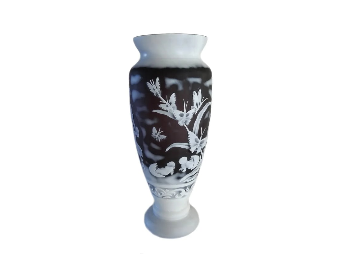 Antique John Northwood Cameo Leda and the Swan Glass Vase - 5