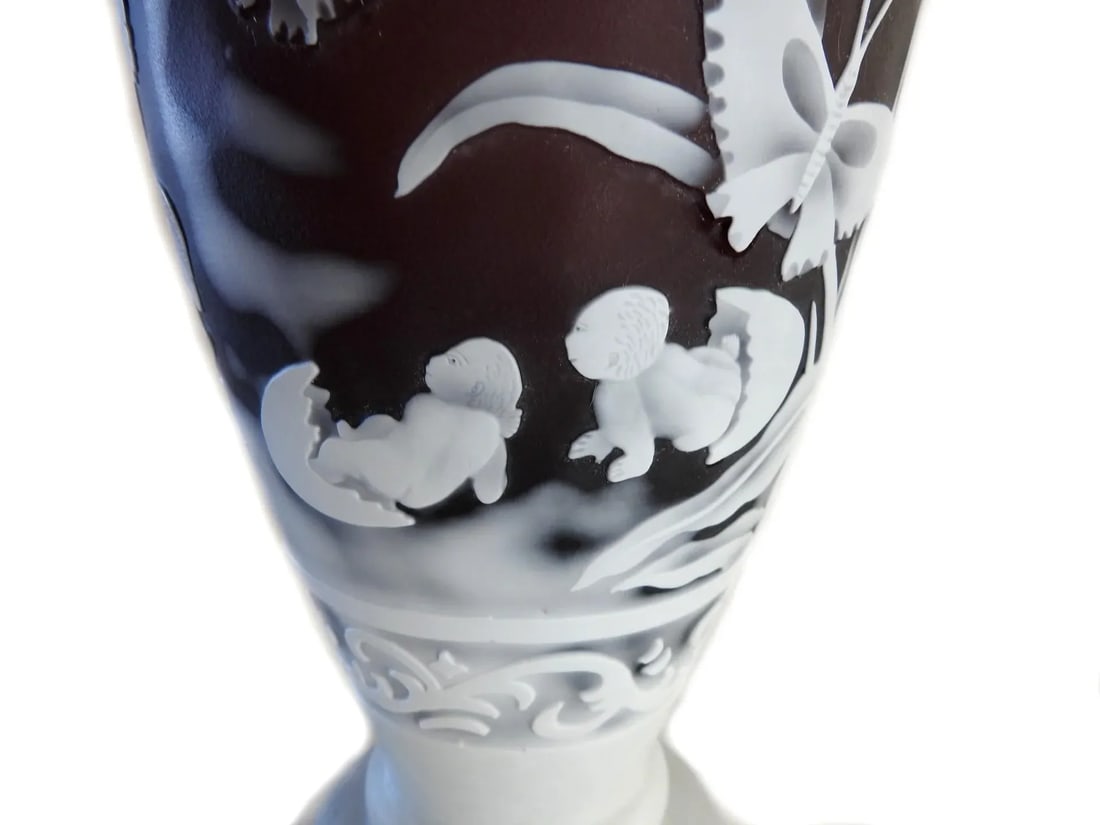 Antique John Northwood Cameo Leda and the Swan Glass Vase - 6