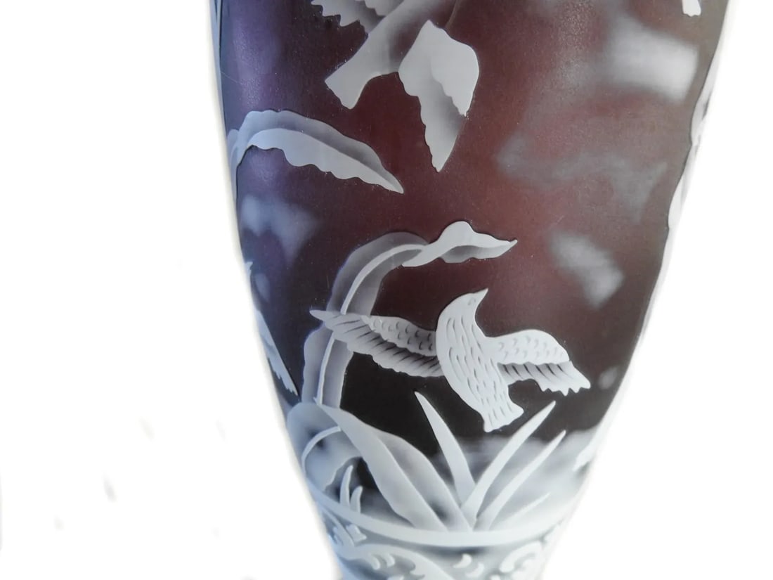 Antique John Northwood Cameo Leda and the Swan Glass Vase - 7