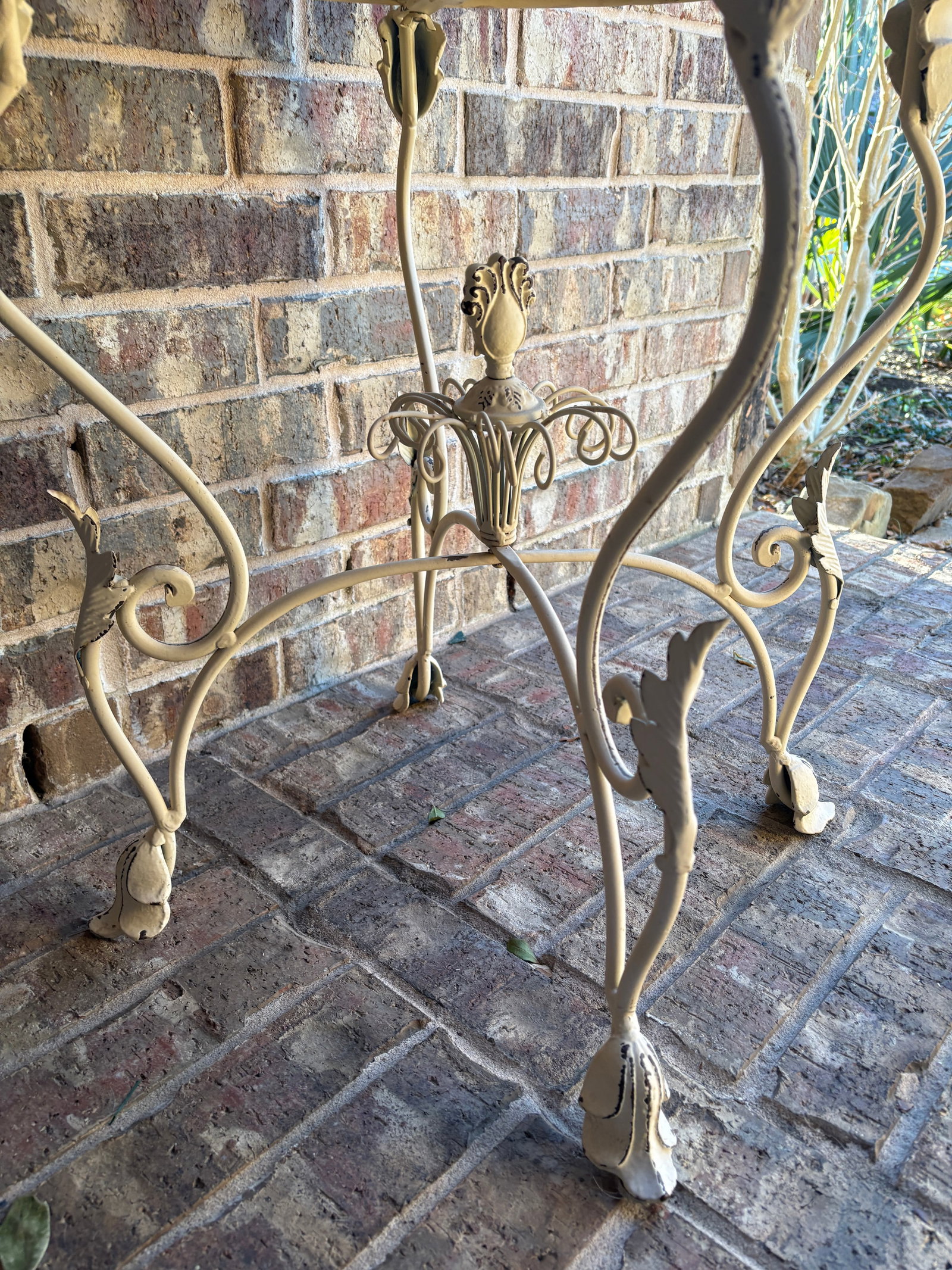 Vintage French Provincial Wrought Iron Round Plant Stand With Gallery Rim - 6