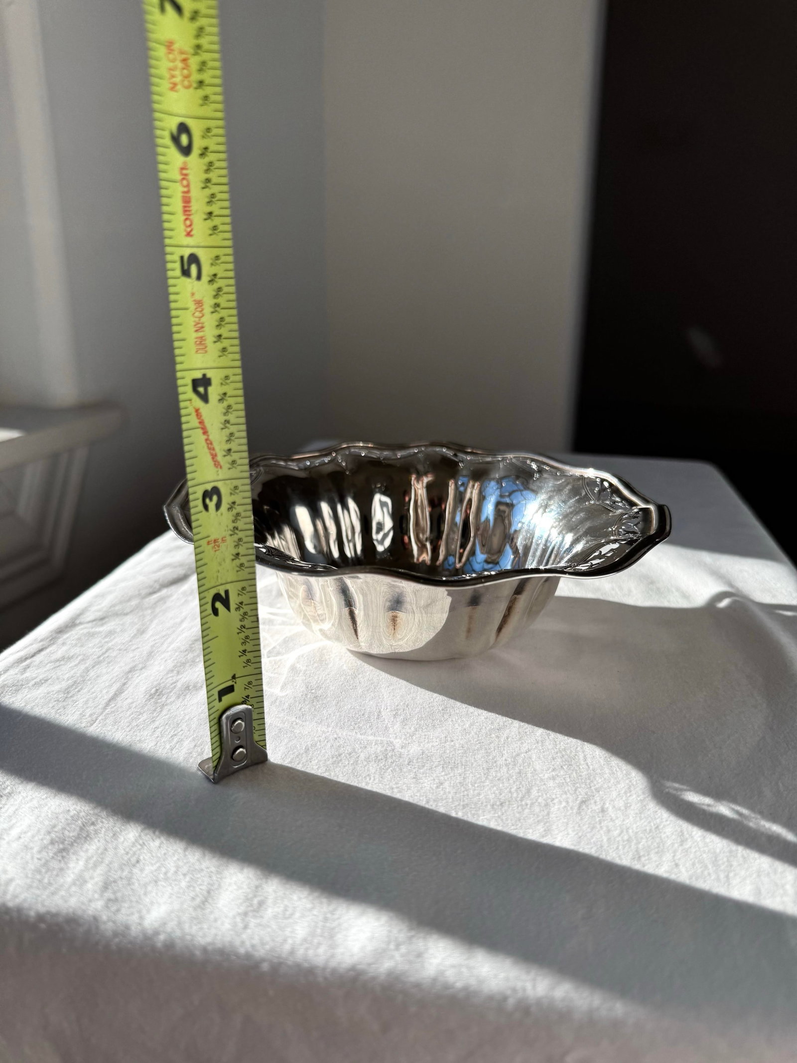 Antique Sterling Silver Bowl With Pierced Rim and Floral Scrollwork - 6