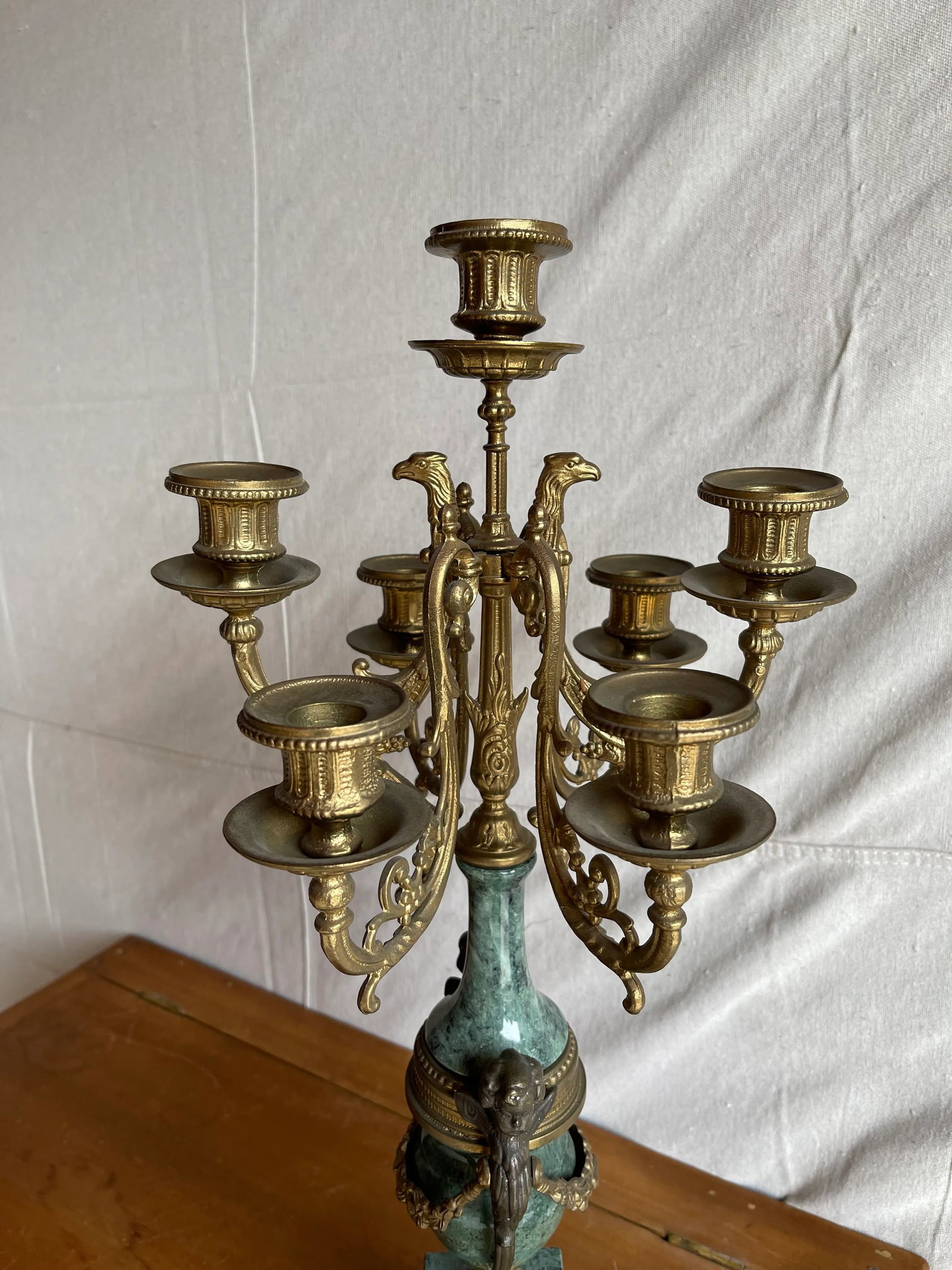 Early 20th Century Lancini Brass & Marble Imperial Candelabra, Made in Italy - 2